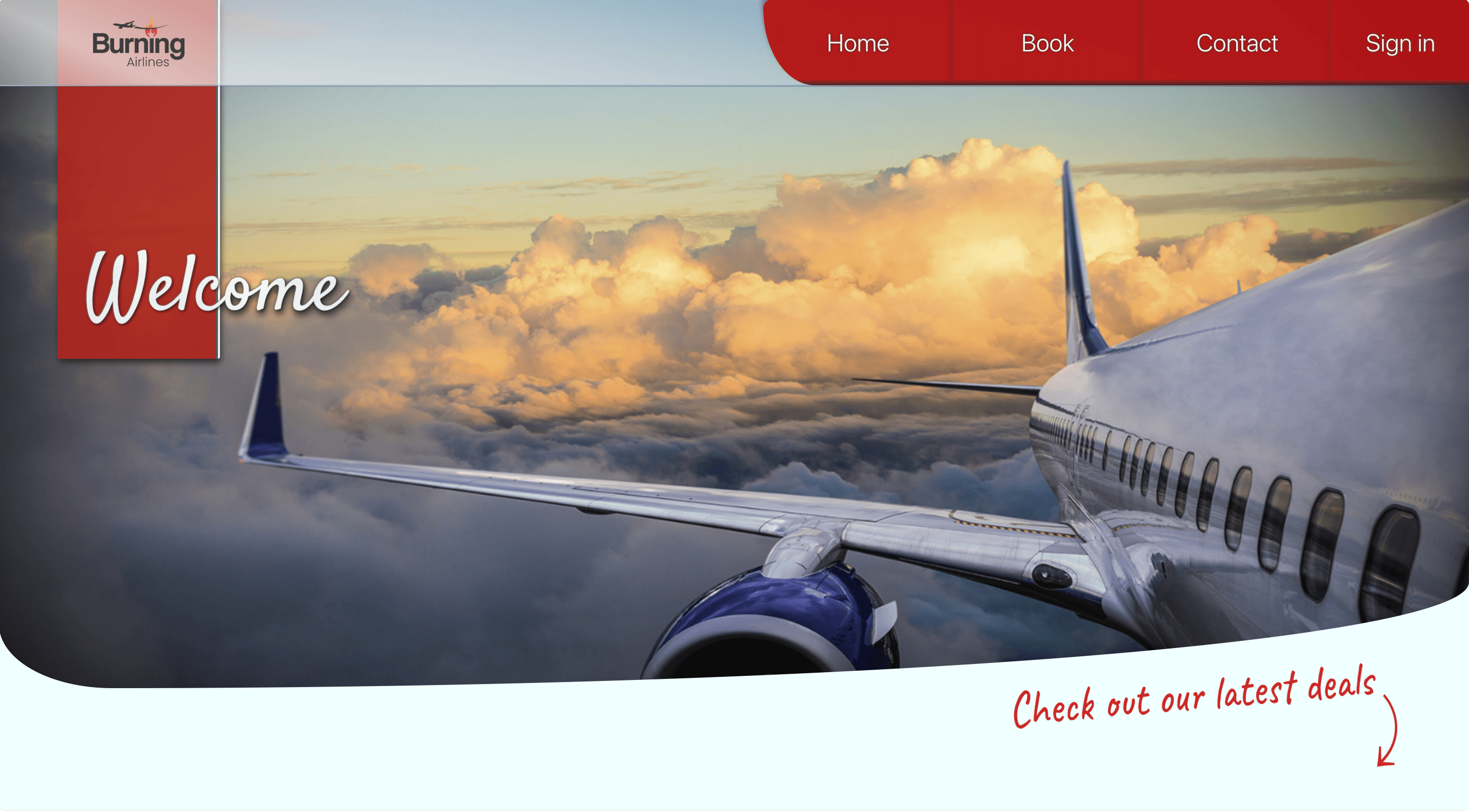 Burning Airlines: Homepage — sunset